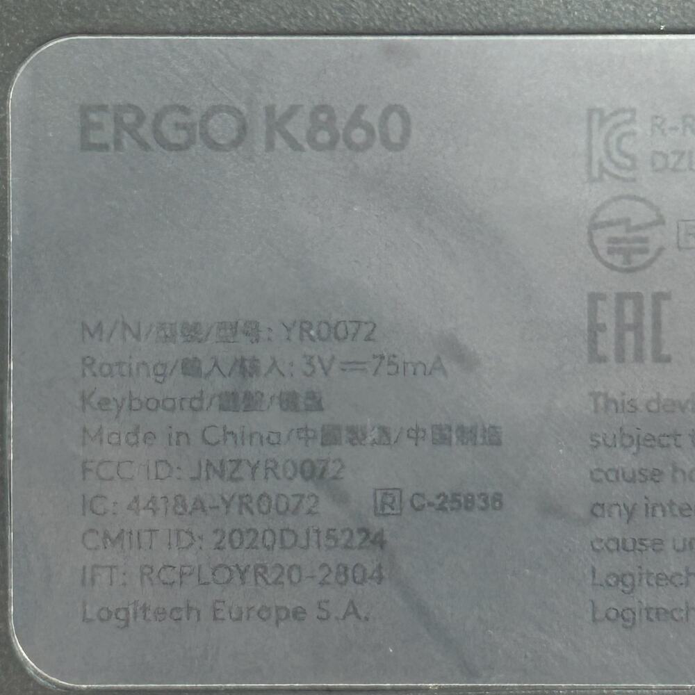 Logitech ERGO K860 Bluetooth Wireless Split Ergonomic Keyboard With Dongle - Picture 11 of 11